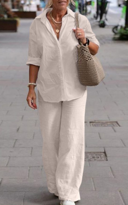 Relaxed Shirt & Trousers Two-Piece Set
