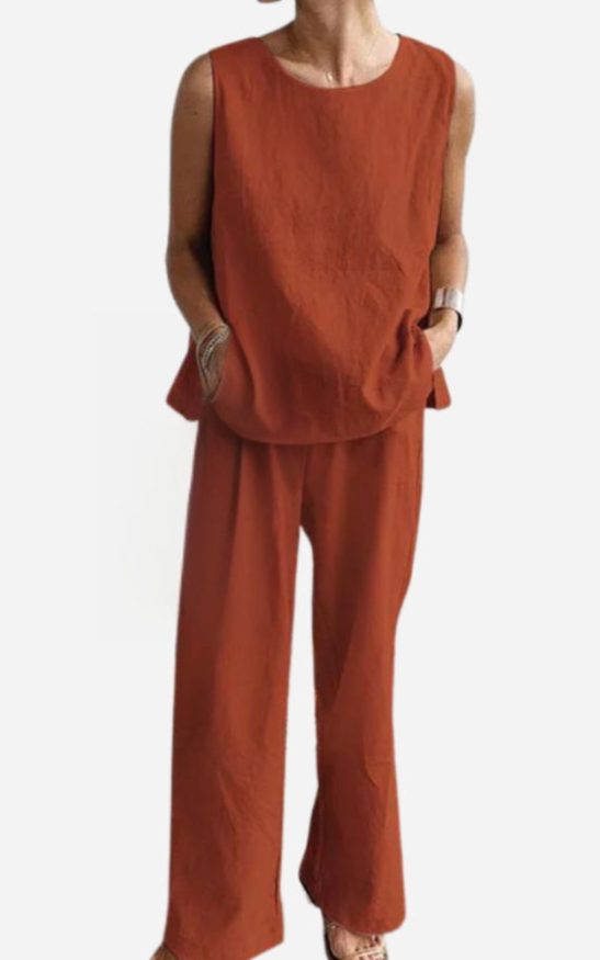 Loose Solid Color Sleeveless Two-Piece Set